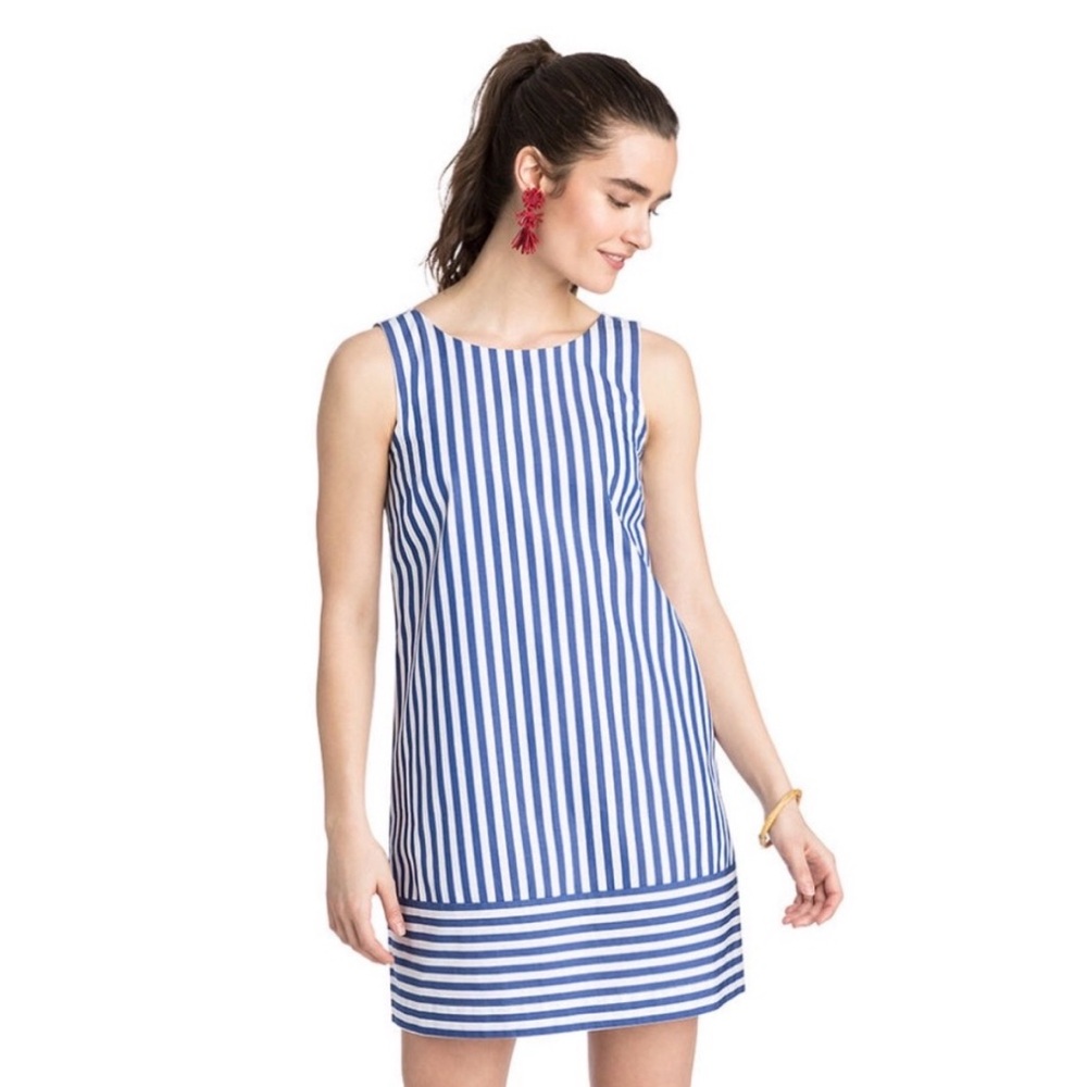 Vineyard Vines Beachcomber Bow Dress Blue White Stripe Size 0
